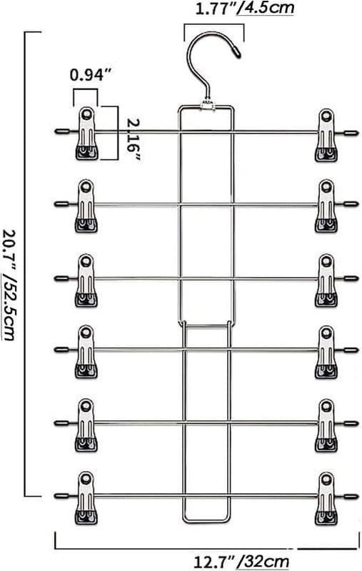 Foldable 6-Layer Metal Hanger – Space-Saving Trouser Hangers/Clothes Hanger, Black Organizer 2pcs