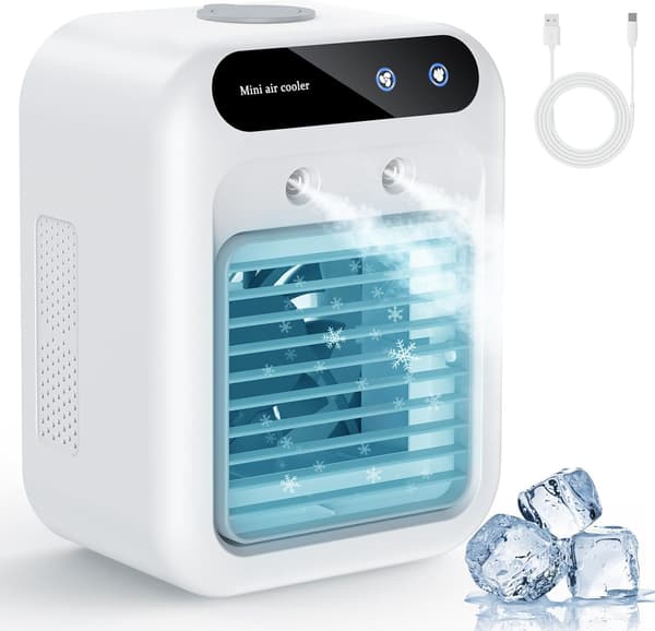 Stille USB-C mini køleventilator, 2 hastigheder, til hjemmet, kontoret og soveværelset