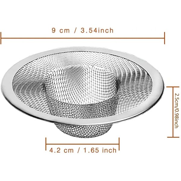 4-pakning rustfrie siler – Silkurv / Vaskepropp for vask, badekar og dusj 9CM