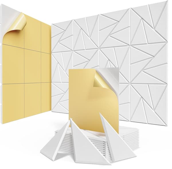 Ljudabsorberande Akustikpanel 12-pack Självhäftande Ljudisoleringsfiltpaneler Vägg 30×30×0.9cm White