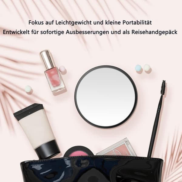 Portable Makeup Mirror, Magnifying Mirror with Suction Cups Black 20X