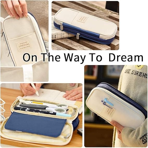 Multifunctional Foldable Pencil Case with Zipper – Retractable Design and Large Capacity for School and Office Pink