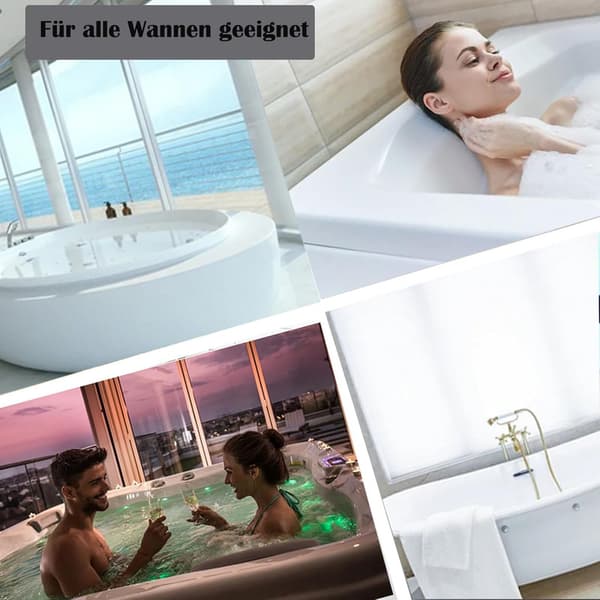 Bathtub Pillow with 7 Suction Cups - Breathable 4D Neck Pillow for Bathtubs and Jacuzzis White