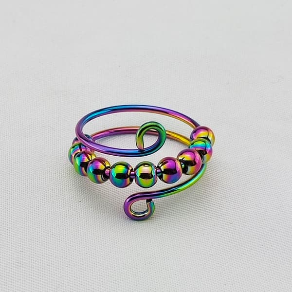 6 stk Fidget angstringer Justerbare ringer sett Justerbare ringer Fidget ringer Dameperlebånd, Stablebare