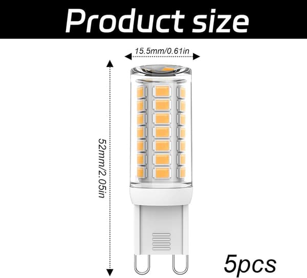 G9 LED-lamput 3W – Valkoinen valo – 5 kpl