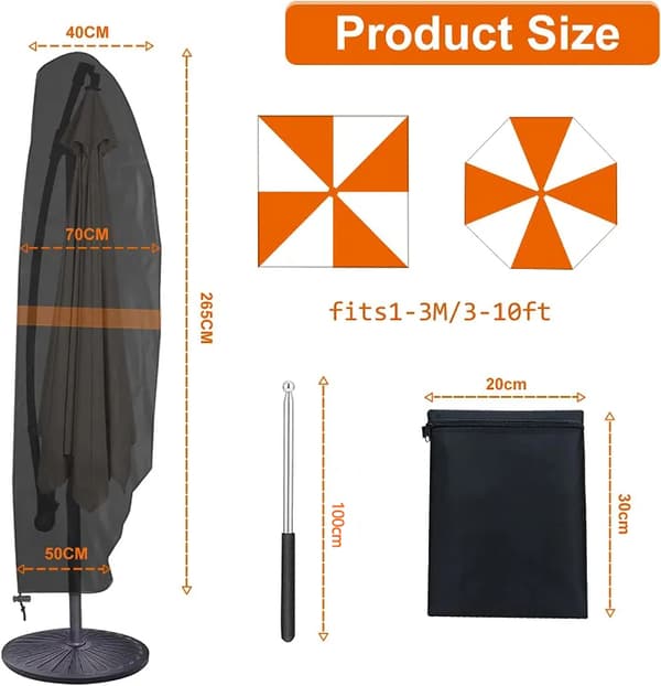 Parasol Cover / Rain Cover for Parasol 280 x（30*81*45）cm