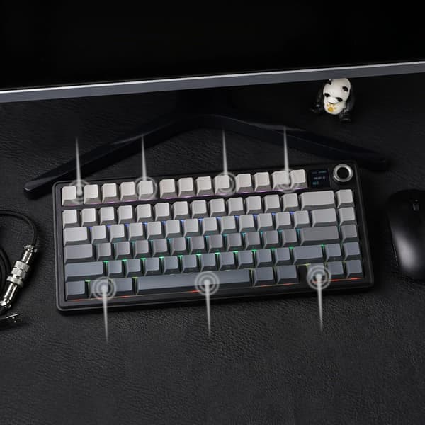 AULA F75 Max 75% Mechanical Gaming Keyboard, Wireless Hot-Swap Keyboard with TFT Display, Knob, RGB Backlight, PC/Mac/Linux, Black