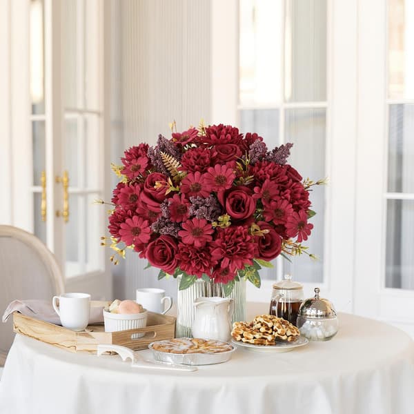 Artificial Hydrangea Rose, Artificial Rose for Wedding Bouquet, Flower Arrangement, Table Decoration, Home Party, Decoration Red