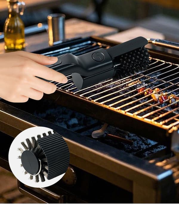 Elektrisk roterende grillbørste for utendørsgrill - 3-hastighetskontroll - BBQ-børste elektrisk justerbart børstehode - IPX7 - 2600 mAh