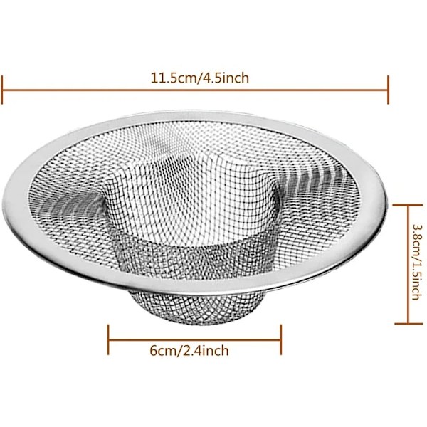4-pak rustfri stålsi – Silkorg / Vaskprop til vask, badekar og brusebad 11.5CM