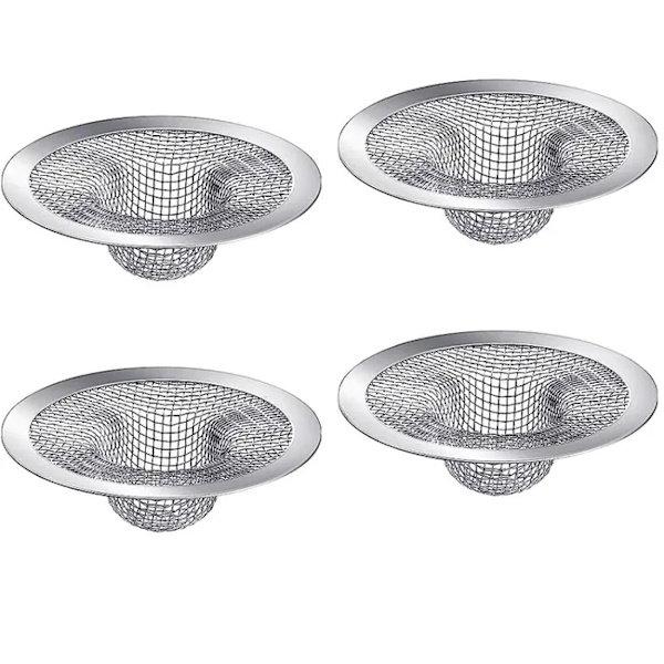 4-pakning rustfrie siler – Silkurv / Vaskepropp for vask, badekar og dusj 7CM