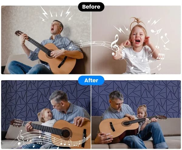 Ljudabsorberande Akustikpanel 12-pack Självhäftande Ljudisoleringsfiltpaneler Vägg 30×30×0.9cm Light gray