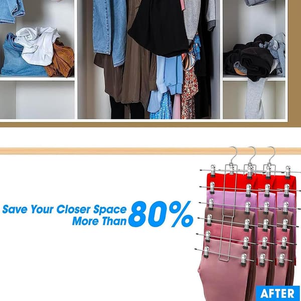 Foldable 6-Layer Metal Hanger – Space-Saving Trouser Hangers/Clothes Hanger, Black Organizer 1pcs