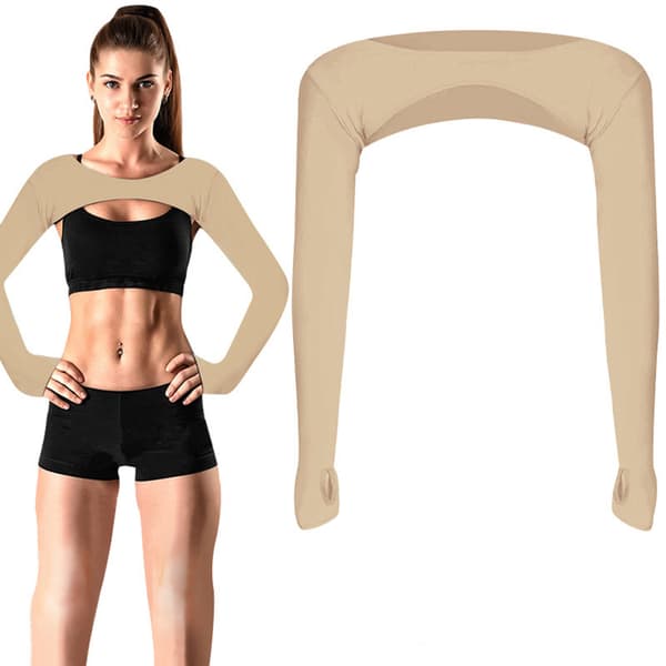 Arm Warmers with Shoulder Protection & Thumb Holes, Breathable and Quick-Drying – Multiple Color Options Skin Tone