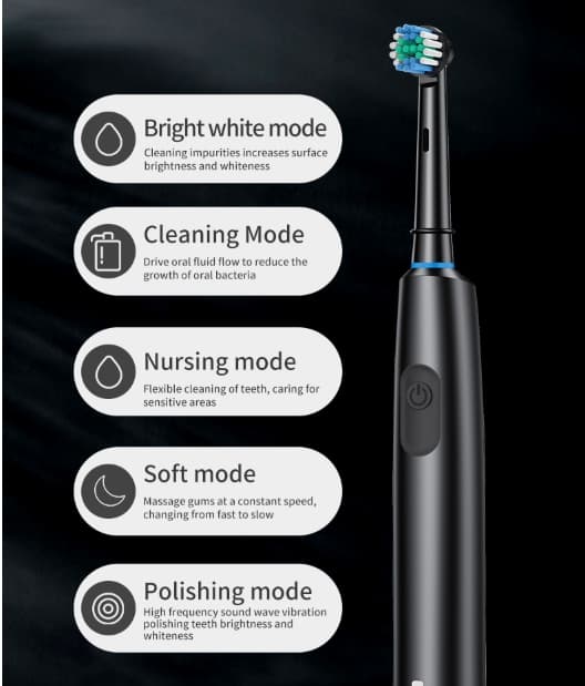 Rechargeable Electric Toothbrush with 4/8 Brush Heads, 5 Cleaning Modes, Fully Automatic Sonic Toothbrush for Oral Cleaning White 4PCS