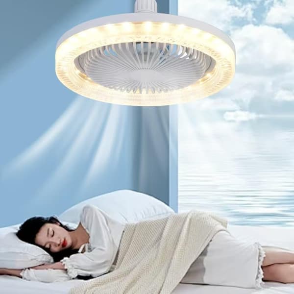 Crystal Fan with LED Lighting, Ceiling Fan with Remote Control, Dimmable Ceiling Lamp Silent Fan Lamp, 3 Speeds