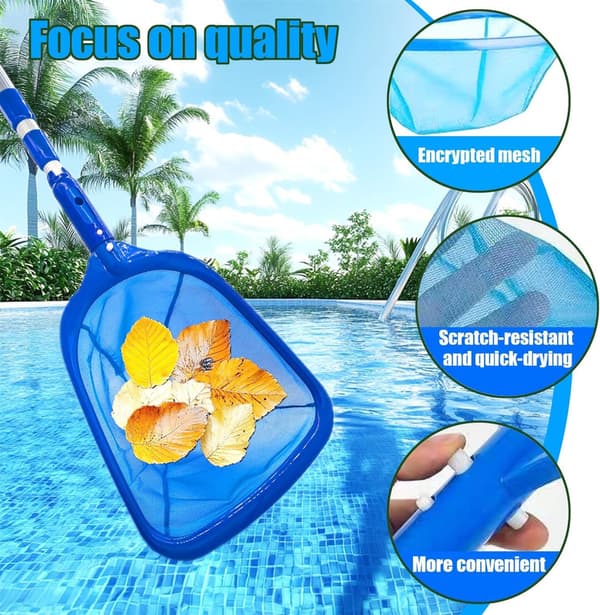 Pool Net/Pool Skimmer Net with Adjustable Telescopic Aluminum Pole, Extendable from 44 cm to 90 cm Leaf Skimmer for Pool & Spa