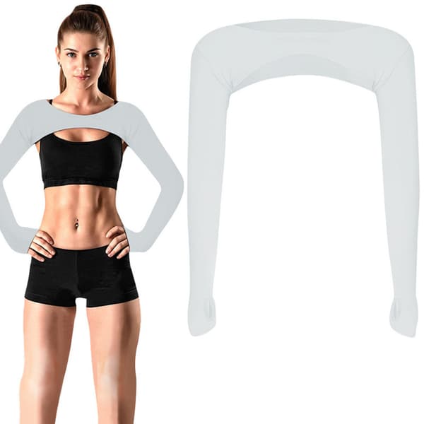 Arm Warmers with Shoulder Protection & Thumb Holes, Breathable and Quick-Drying – Multiple Color Options Gray