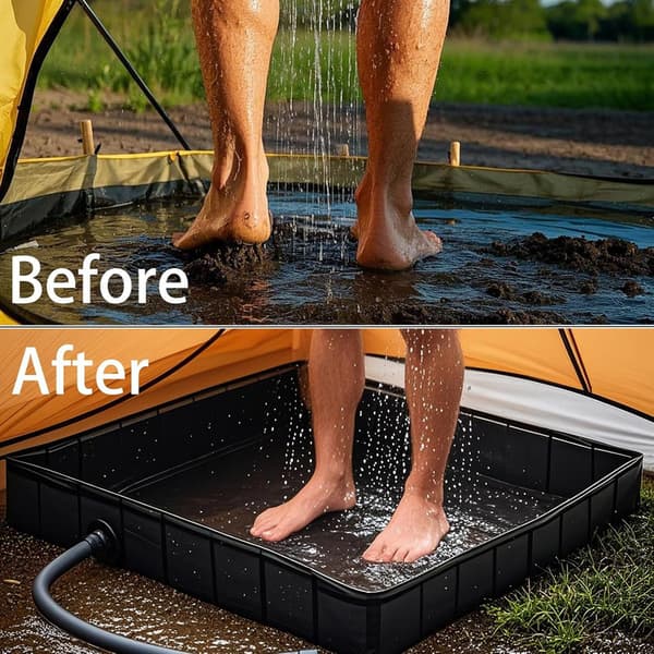 Bärbar hopfällbar campingduschbas – perfekt för utomhusdusch, duschtält, camping, husbil, husdjursbad