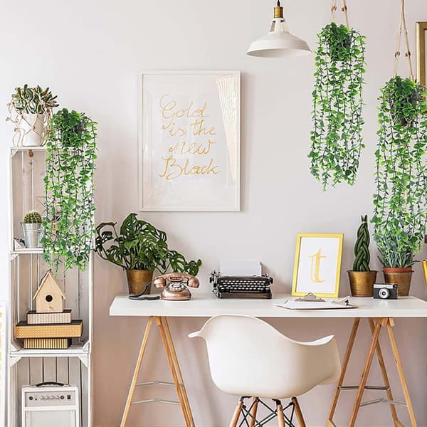 Artificial Plant with Flower Pot - 1 Pc Artificial Plant (60 cm), Can Be Hung A
