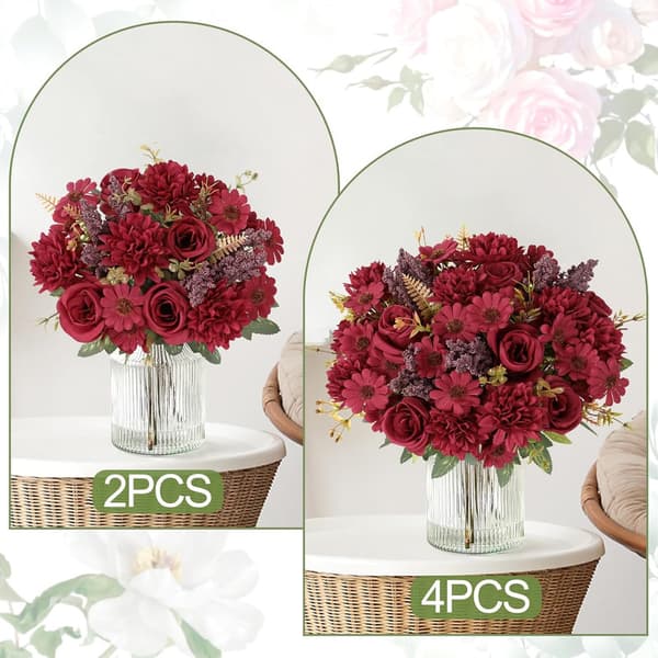 Artificial Hydrangea Rose, Artificial Rose for Wedding Bouquet, Flower Arrangement, Table Decoration, Home Party, Decoration Red