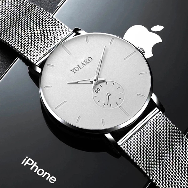 Nya Herr Ultra ThinMinimalist Quartz Casual Läderklockor Watch Man Enkel Rostfritt stål Mesh Band Klocka Reloj Hombre Mesh Black Rose