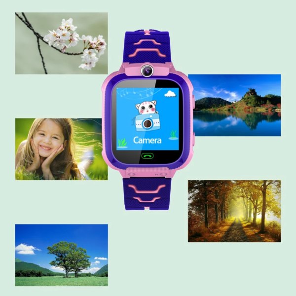 Barn Smart Watch Barn Mobiltelefon Röst Smartklocka Med Simkort LBS Plats HD Fotografi Positionering SOS Smartwatch Pink