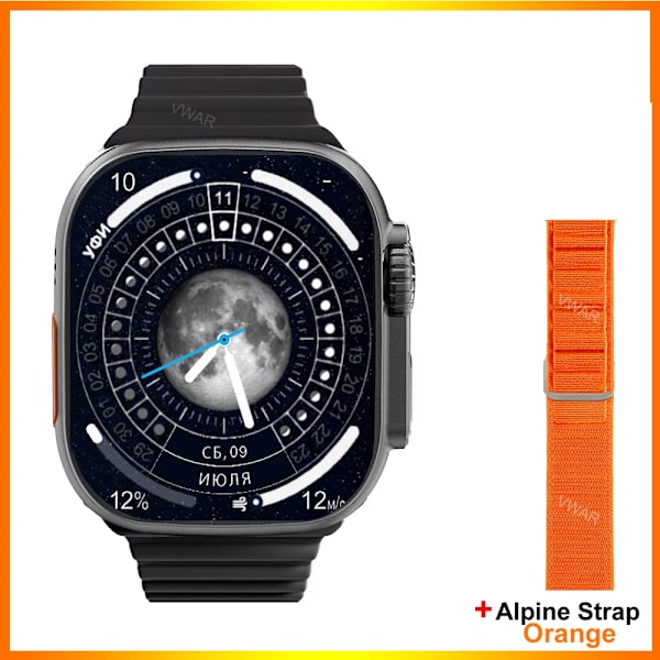 VWAR ZD8 Ultra MAX Plus Smart Watch Series 8 Kompass 49mm Titanium Alloy Bluetooth Call NFC ECG IP68 Vattentät Smartwatch Black Alpine O