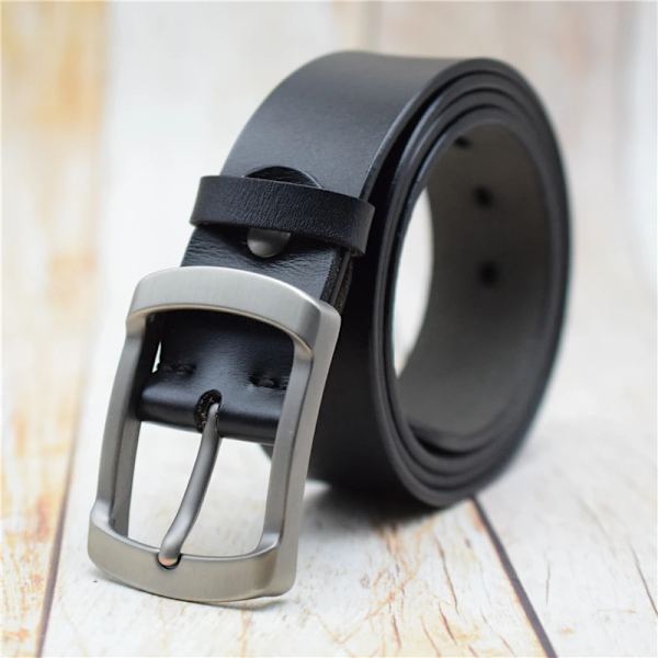 Herrbälte Koläderbälte för män Svart/lila/grönt/kaffe/blått/rött 3,8 cm brett byxbälte för jeans Lyxigt designerbälte Black 105CM