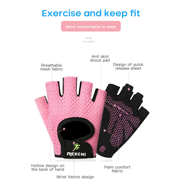 Sommar Fitness Handskar för män Gym Tyngdlyftning Yoga Dam Andningsvante Träning Sport Halkfria cykelhandskar med halvfinger Black L(.563)