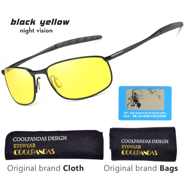CoolPandas 2022 polariserade solglasögon Herr Märkesdesigner Liten lins Solglasögon Herr Solglasögon för körning gafas oculos de sol UV400 black yellow Polarized lens