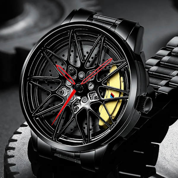 NEKTOM Rim Watch Hub Klockor Super Car Rim Watches Wheel Watch Vattentät Herr Klockor Man Watch Herr Wheel Armbandsur Klocka BMW-M3-Yellow