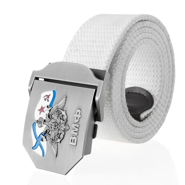 SupSindy Herr&Kvinnor Canvasbälte 3D rysk marinblå ВМФ Metallspänne Jeans Midjeband USSR Militärsoldater Taktiska bälten Mansrem Gray 120cm