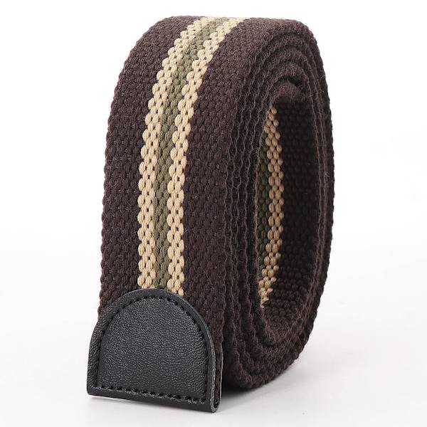 Hot Tactical Canvas Bälte Utan Spänne Joker Utomhus Män Kvinnor Anpassa Förläng Designer Multifunktionell Militär Jeans Bälte Coffee stripes 110cm