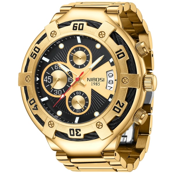 NIBOSI Big Sport Watch för män Vattentät mode lysande kronograf rostfritt stål kvarts män armbandsur Relogio Masculino Type 6