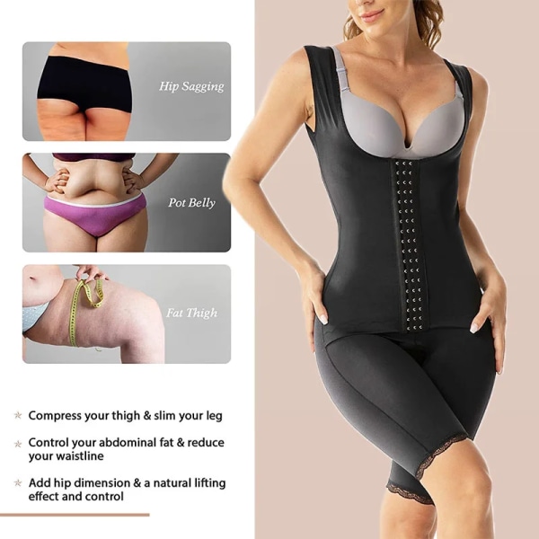 GUUDIA Bodysuit med öppen byst Shapewear Lång bål Magkontroll Shapers Släta ut Mjuk frirkontroll Kroppsformare Lår Slimmare two M