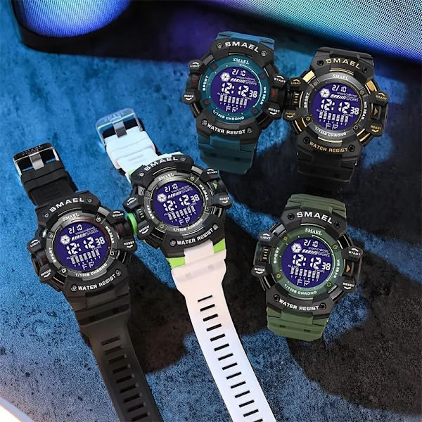2023 LED digital watch för barn Sport Vattentäta klockor Pojke Flicka Watch Elektronisk klocka Relojes Elektroniska klockor Army Green