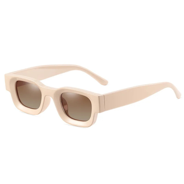 DYTYMJ Polariserade solglasögon Män Liten båge Fyrkantiga solglasögon Anti Blue Light Glasögonbåge Dam/män Hip Hop Oculo Masculino BeigeTea-Polarized Free Cloth