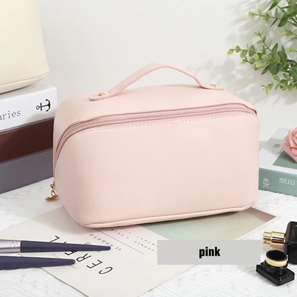 New Ins bärbar sminkväska med stor kapacitet kosmetisk väska för kvinnor Vattentät case Flerfunktions toalettartiklar Organizer light pink-no logo About 23.5X10X11cm