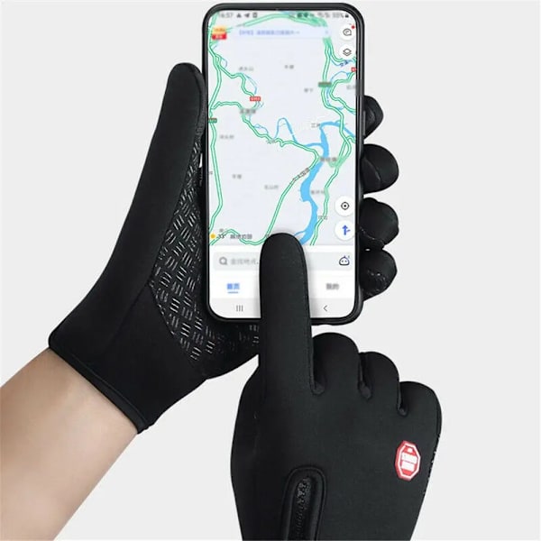 Anti-halk varma vinterhandskar Vindtät thermal pekskärmsvante Skidåkning Ridning Cykling Sporthandskar Black M
