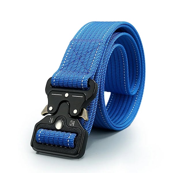 Army Nylon Herr Midjerem Elastiskt Metallspänne Gördel Röd Blå Orange Grå Taktisk Nylon Militärt tungt bälte belt 2 hooks(.1969) 125cm(.1969)