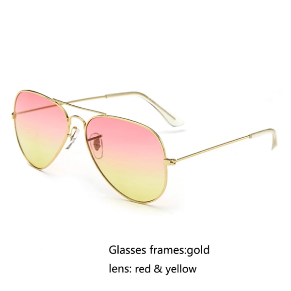 Spegelsolglasögon För kvinnor Retroglasögon Damsolglasögon Metall Points Polit Solglasögon Lunettes femme oculos UV400 Red Yellow multi