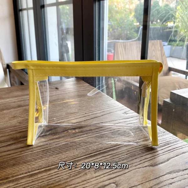 DIY Tjejer Transparent kosmetisk väska Kvinnor Dragkedja Klara sminkväskor Case Resor PVC Bad Toalettartiklar Tvätt Förvaringsväska yellow