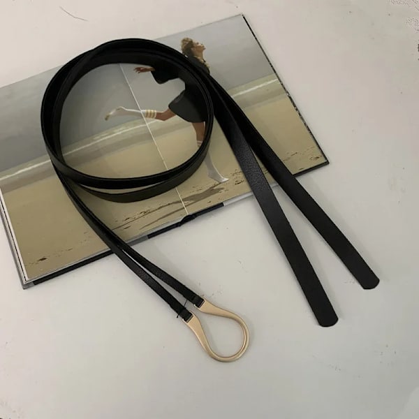 Nytt mode Läder Kvinnor Bälte Designer Metallspänne Midjerem Allmatch Dam Klänning Kappa Tröja Dekorativt knuten midjeband Styles 1 Black 120cm