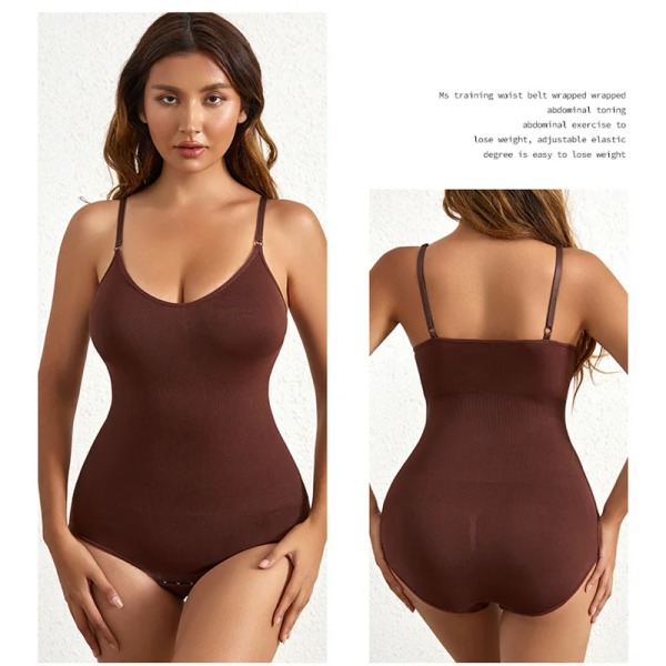 Body Shapewear Dam Spaghetti Armband Sexig Öppen gren Bantning Kroppsformare Mage Kontroll Butt Lifter Push Up Shapers Korsett Coffee M (60-67.5KG)