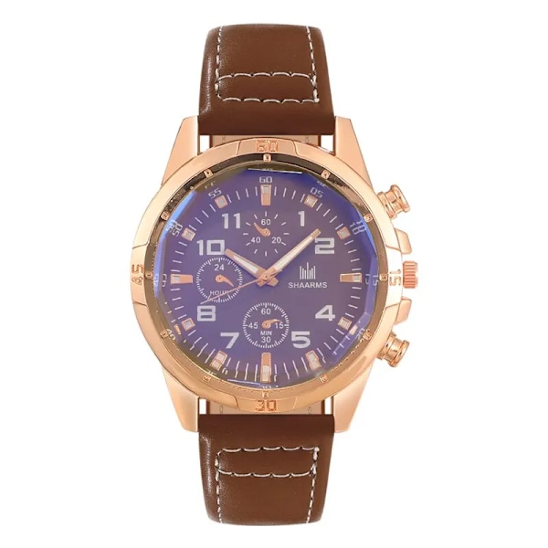 Herrmodeklocka Watch med stor urtavla Läderrem överdimensionerad watch Army Military Relogios Masculino Brown