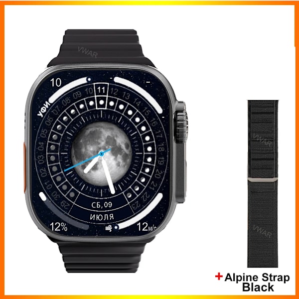 VWAR ZD8 Ultra MAX Plus Smart Watch Series 8 Kompass 49mm Titanium Alloy Bluetooth Call NFC ECG IP68 Vattentät Smartwatch Black Alpine B