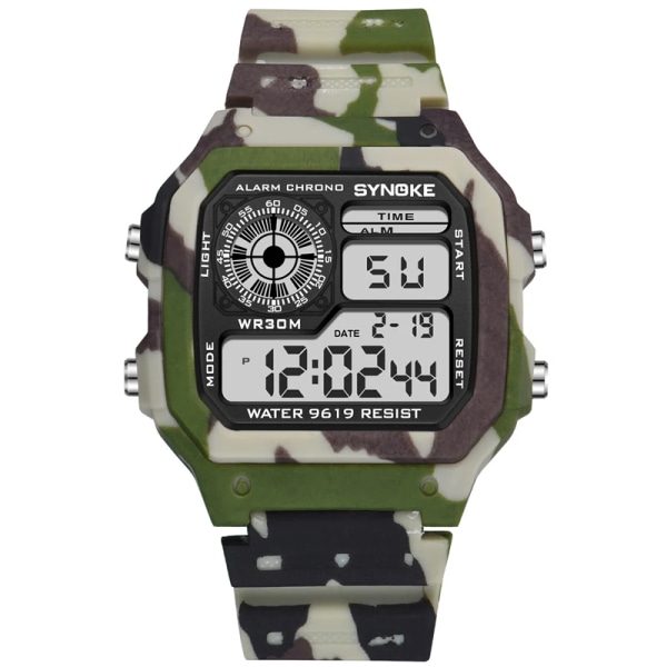 Män Sportklockor Vattentät Retro Digital Watch För Herr LED Elektronisk Klocka Design Nylon Militär Armbandsur Watch Hombre Camouflage khaki