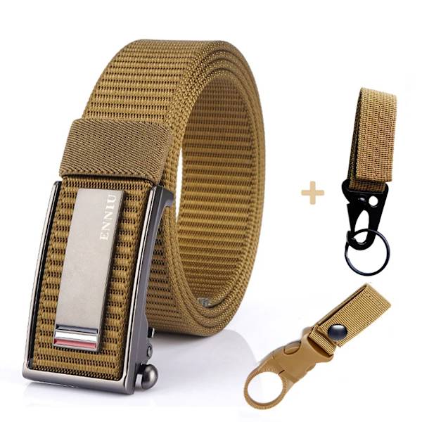 Nytt mode herrbälte Toppkvalitet Bekväma nylon för män Metall Automatiskt spänne Ung Canvas Taktisk designerbälte Brown Belt B Match 120cm Adjustable