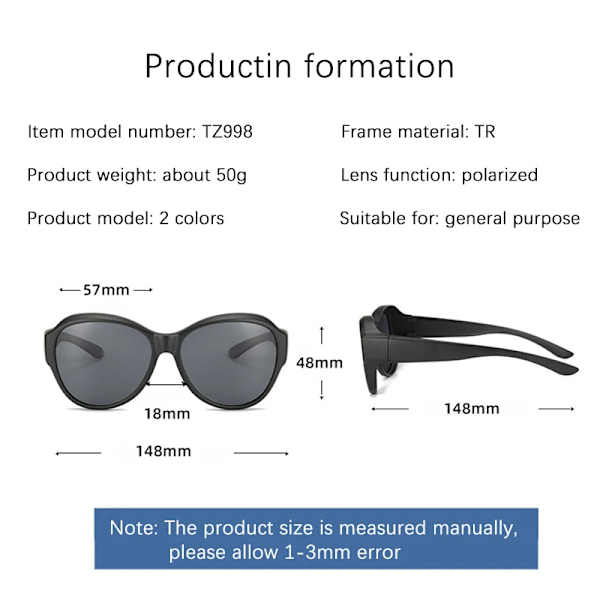 Polarized Fit Over Glasögon Solglasögon Män och kvinnor Nattkörning Glasögon Bär Fit Over Receptbelagda Glasögon FiskeglasögonUV400 Yellow TQ-2